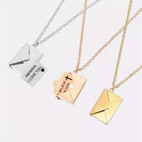 Engraved Envelope Necklace with Secret Message
