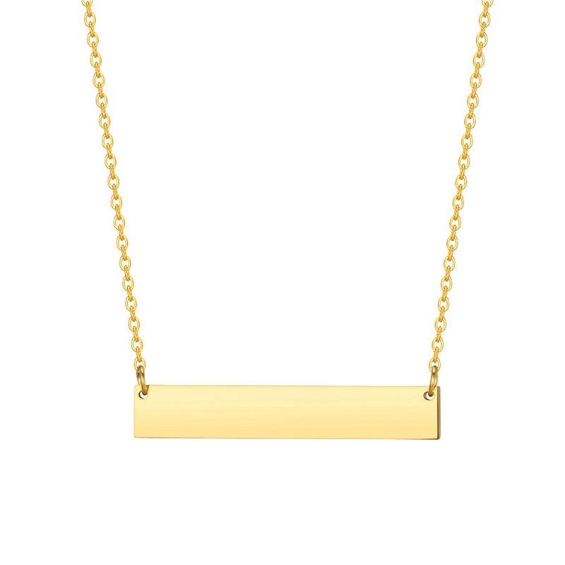 Engraved Bar Necklace Personalized Stainless Steel Handwriting Pendant