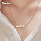 Engraved Bar Necklace Personalized Stainless Steel Handwriting Pendant