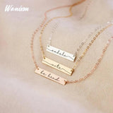 Engraved Bar Necklace Personalized Stainless Steel Handwriting Pendant