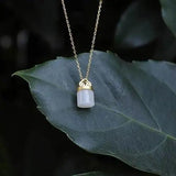 Silver Inlaid Hetian Jade Xiangyun Cylinder Pendant Necklace