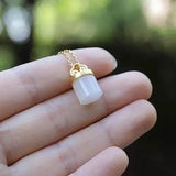 Silver Inlaid Hetian Jade Xiangyun Cylinder Pendant Necklace