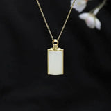Silver Inlaid Hotan Jade Pendant Necklace Square Frosty Wind Women's Jewelry
