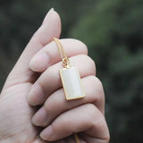 Silver Inlaid Hotan Jade Pendant Necklace Square Frosty Wind Women's Jewelry