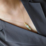 Silver Inlaid Hetian Jade Bamboo Pendant Necklace Chinese Court Charm Jewelry