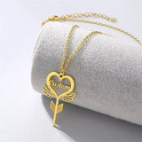 Personalized Angel Wing Heart Key Name Pendant Necklace Jewelry
