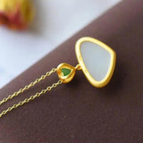 Silver Inlaid Hetian Jade Love Pendant Necklace Chinese Retro Palace Charm
