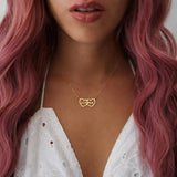 Personalized Double Heart Name Necklace Couples Gift Stainless Steel Jewelry