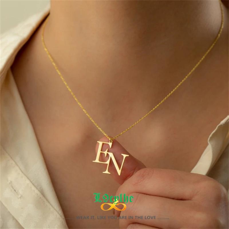 Initials Necklace Couples Jewelry Gift Friendship Necklaces