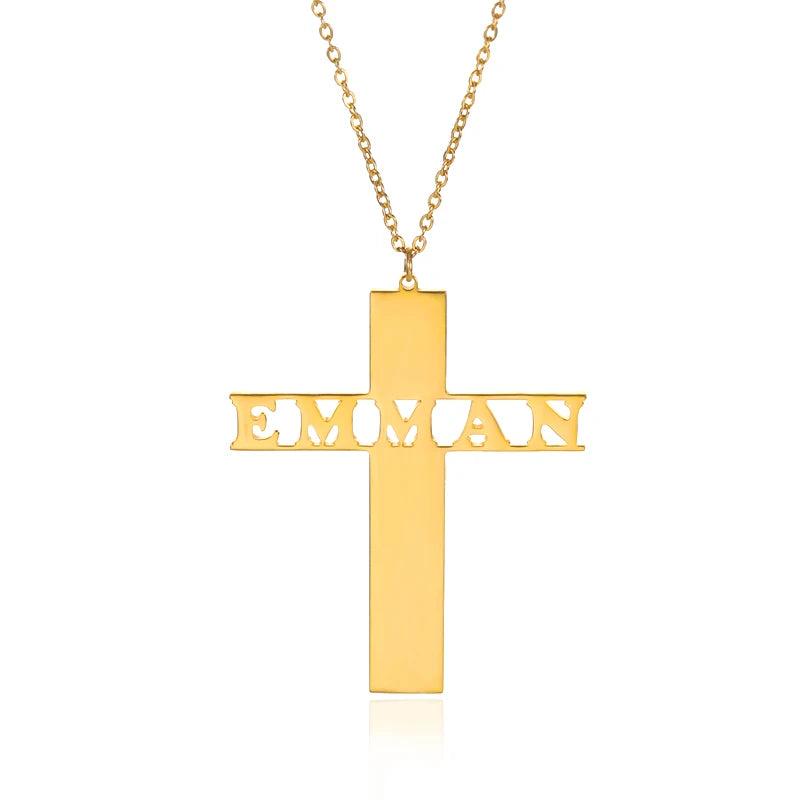 Stainless Steel Charm Choker Cross Name Necklace Pendant For Women