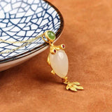 Elegant Hetian Jade Goldfish Pendant Necklace for Women