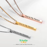 Engraved Name Bar Necklace Date Pendant Unisex Jewelry