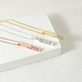 Engraved Name Bar Necklace Date Pendant Unisex Jewelry
