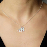 Flame Letter Necklace Initial Fire Necklaces Silver Personalized Gift