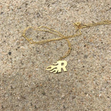 Flame Letter Necklace Initial Fire Necklaces Silver Personalized Gift