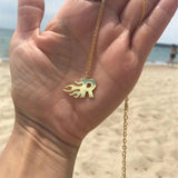 Flame Letter Necklace Initial Fire Necklaces Silver Personalized Gift