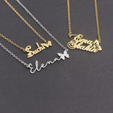 Personalized Frosted Butterfly Necklace Stainless Steel Pendant
