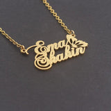 Personalized Frosted Butterfly Necklace Stainless Steel Pendant