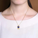 Silver Inlaid Lapis Lazuli Frog Pendant Necklace Chinese Retro Craft