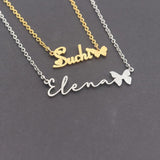 Frosted Butterfly Name Necklace Personalized Letter Choker Necklace