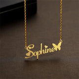 Frosted Butterfly Name Necklace Personalized Letter Choker Necklace