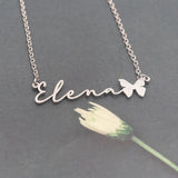 Frosted Butterfly Name Necklace Personalized Letter Choker Necklace