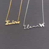 Frosted Butterfly Name Necklace Personalized Letter Choker Necklace