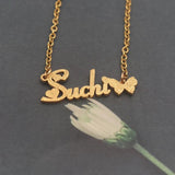 Frosted Butterfly Name Necklace Personalized Letter Choker Necklace