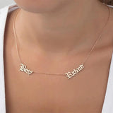 Custom Old English Double Name Necklace for Mother