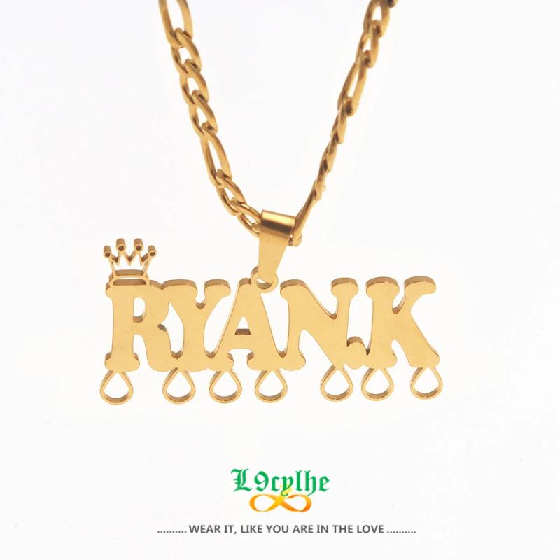Punk Crown Necklace Stainless Steel Personalized Nameplate Collier Femme