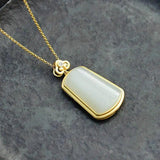 Vintage Silver Hetian Jade Pendant Necklace for Women