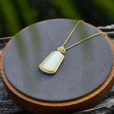 Vintage Silver Hetian Jade Pendant Necklace for Women