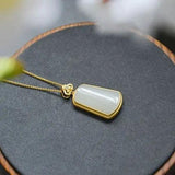 Vintage Silver Hetian Jade Pendant Necklace for Women