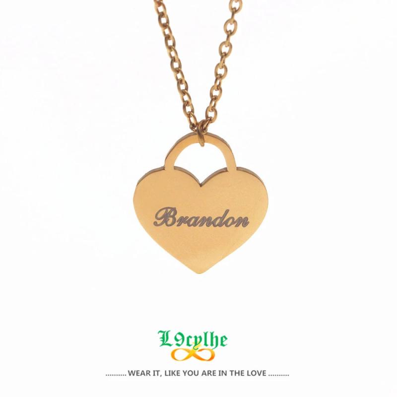 Personalized Heart Charm Necklace Engraved Name Pendant for Girlfriend