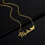 Butterfly Name Necklace Stainless Steel Chain Personalized Pendant
