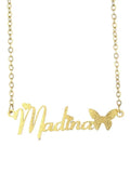 Butterfly Name Necklace Stainless Steel Chain Personalized Pendant