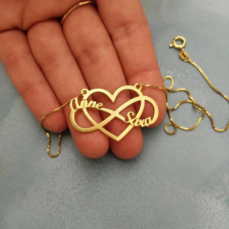 Infinity Name Necklace with Heart Personalized Jewelry