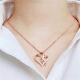 585 Purple Double Heart Pendant 14K Rose Necklace
