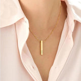 Personalised Name Necklace Vertical Bar Necklace Engraved 3D Bar Necklace