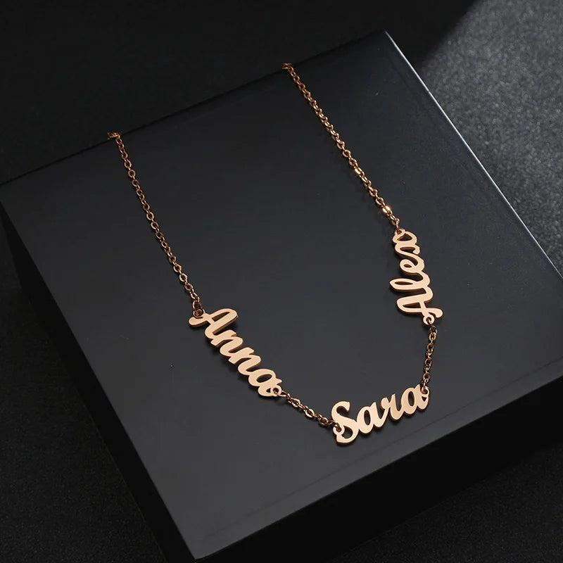 Personalized Multi-Names Heart Necklace Family Nameplate Pendant