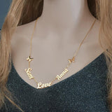 Personalized Multi-Names Heart Necklace Family Nameplate Pendant