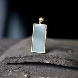 Silver Inlaid Hotan Jade Pendant Necklace Chinese Retro Women's Gift