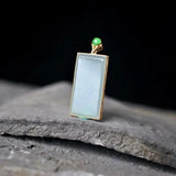 Silver Inlaid Hotan Jade Pendant Necklace Chinese Retro Women's Gift