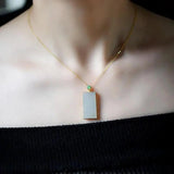 Silver Inlaid Hotan Jade Pendant Necklace Chinese Retro Women's Gift