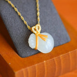 Silver Inlaid Chalcedony Purse Pendant Necklace