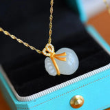 Silver Inlaid Chalcedony Purse Pendant Necklace
