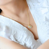 Silver Inlaid Chalcedony Purse Pendant Necklace