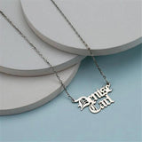 Double Name Necklace Old English Choker Silver Chain Stainless Steel