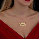 Double Name Necklace Old English Choker Silver Chain Stainless Steel