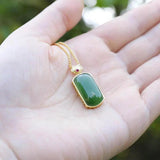 Hetian Chalcedony Pendant with Silver Inlay Necklace